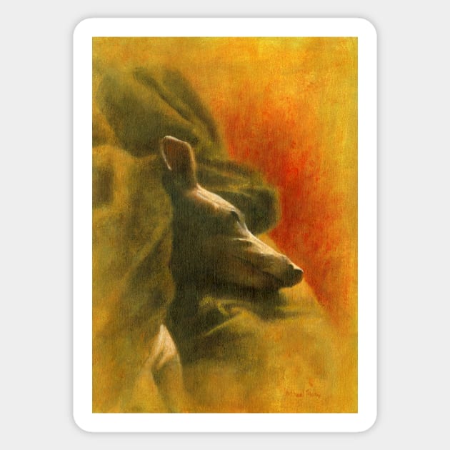 Slumbering Whippet Sticker by mictomart